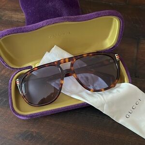 Gucci Havana Brown Tortoise Aviator Sunglasses